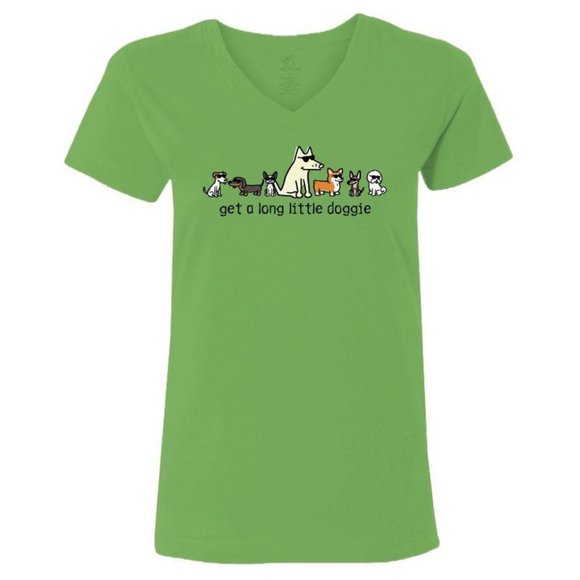 Teddy the Dog Tops Get A Long Little Doggie Ladies Vneck Large